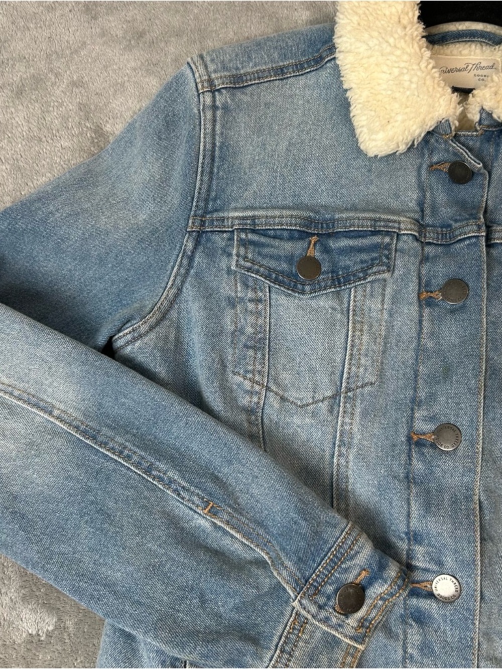 Universal Thread Women’s Jean Jacket Sherpa Lined Denim Jean Jacket Blue One Sz - Picture 4 of 16